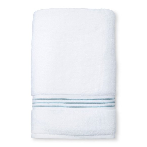 Fieldcrest Bath Spa Stripe Accent Bath Sheet Aqua Blue Fieldcrest